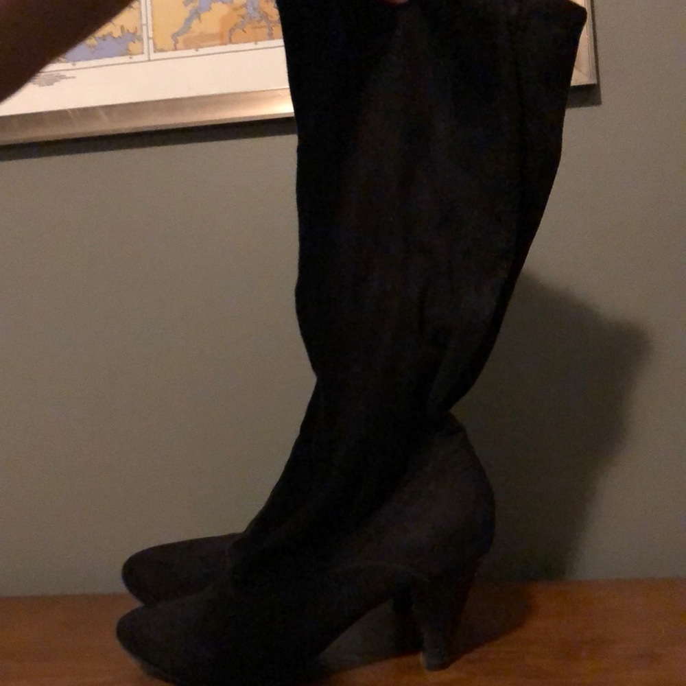 Black Suede Below the Knee Boots